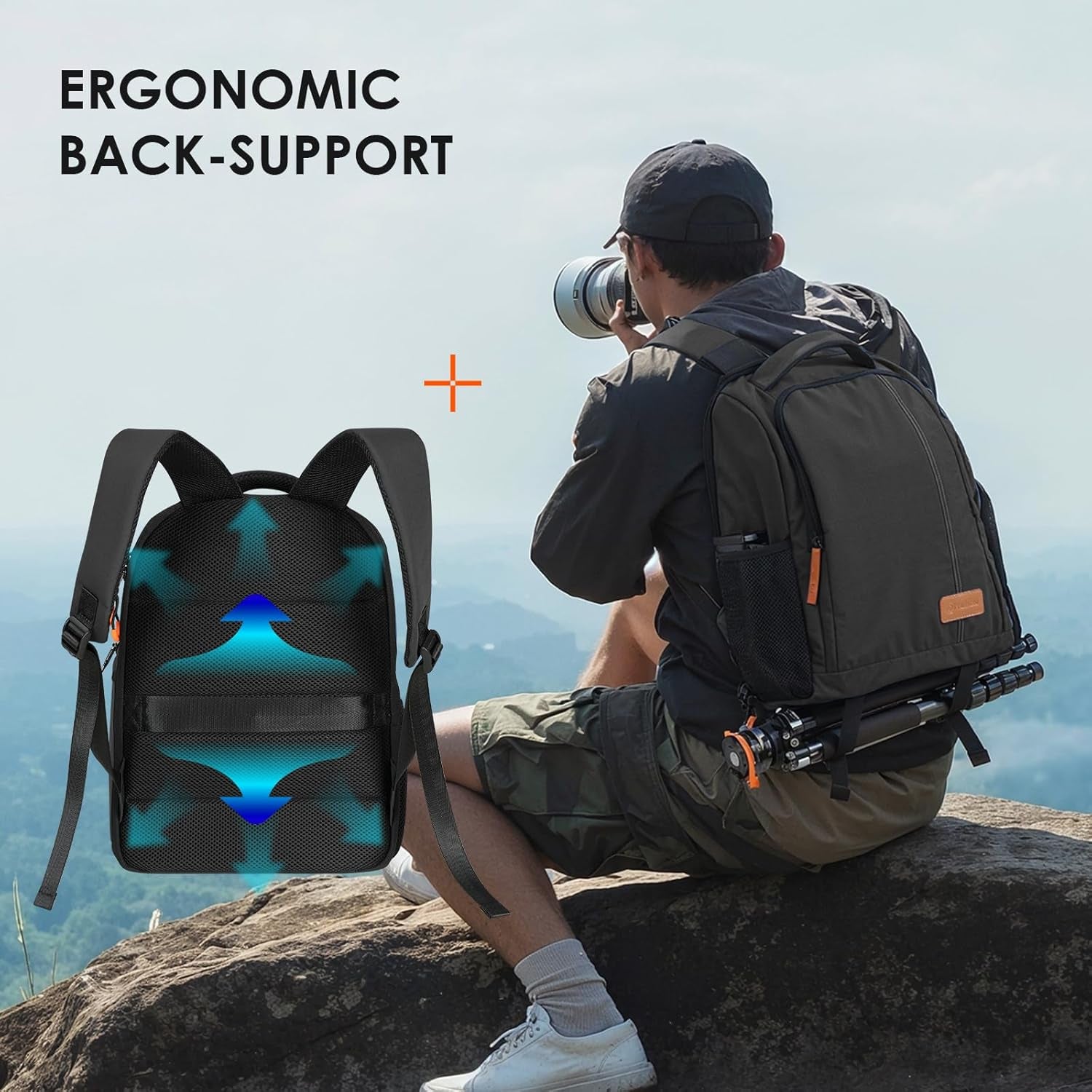 Large Camera Backpacks for Photographers - Waterproof Camera Bag Photography Backpack with 15.6" Laptop Compartment Rain Cover Side Access Tripod Holder(Tb04 Black)