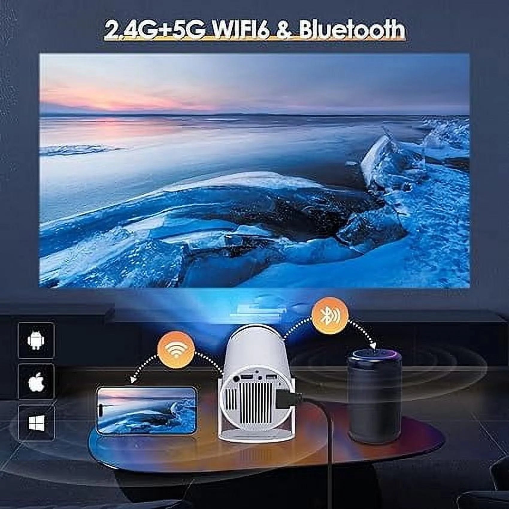 4K Smart Projector Android TV 5G Wifi 6 Freestyle LED Home Theater Cinema BT Home Theater Projector
