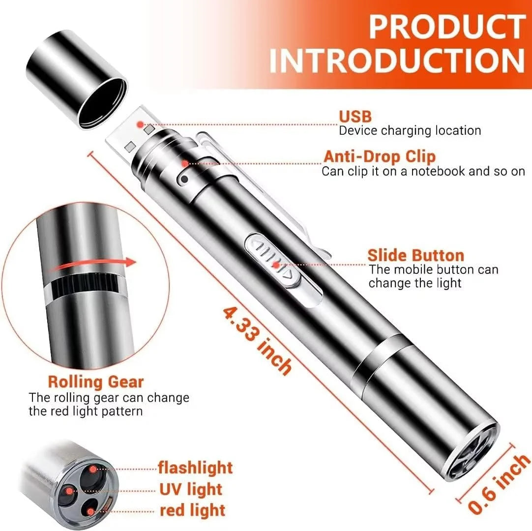 Cat Laser Pointer Toy,Dog Laser Pointer,7 Adjustable Patterns Laser,Long Range 3 Modes Training Chaser Interactive Toy,Usb Recharge