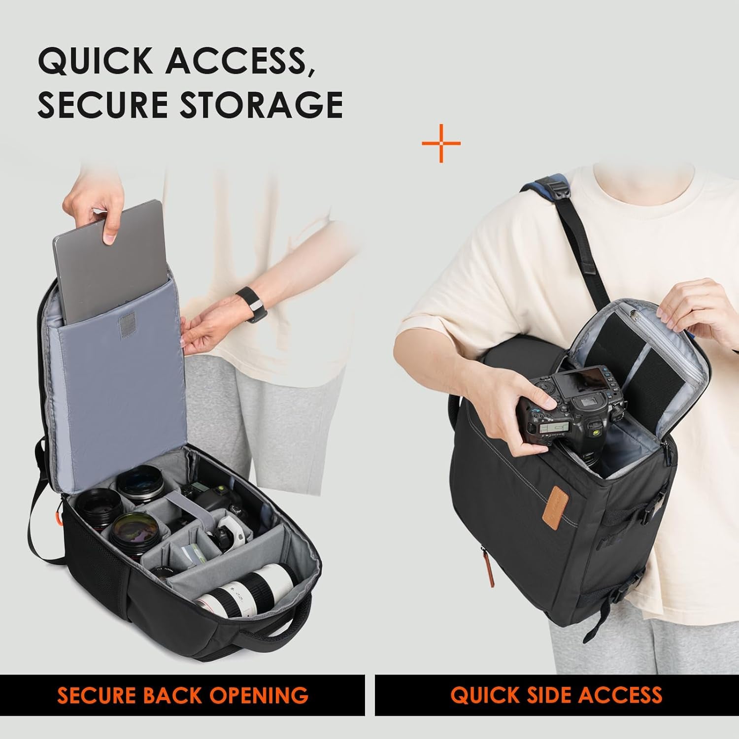 Large Camera Backpacks for Photographers - Waterproof Camera Bag Photography Backpack with 15.6" Laptop Compartment Rain Cover Side Access Tripod Holder(Tb04 Black)