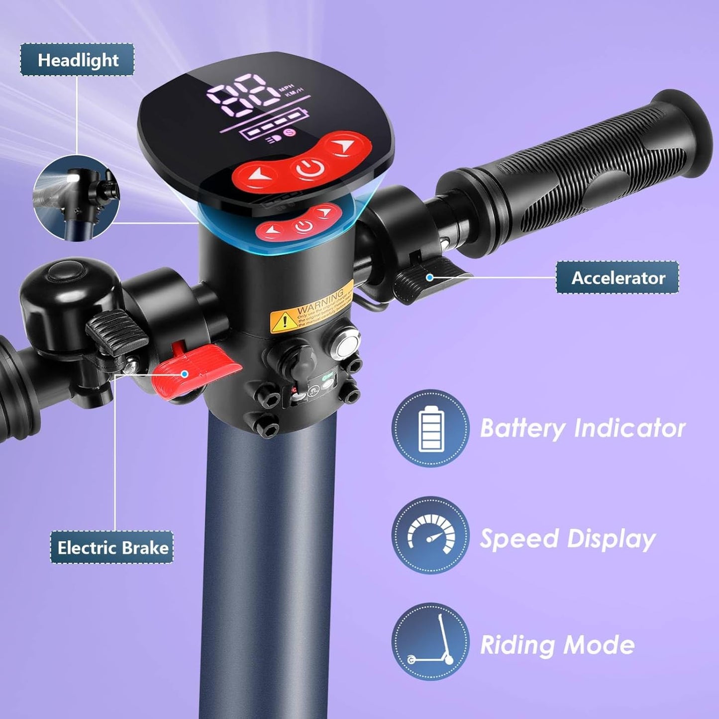 Electric Scooter for Kids Ages 8-12,Height for 3.9-5.8 Ft,250W,Led Display,6/10/15 MPH Adjustable Speed,Up to 120 Mins,Foldable Kids Electric Scooter with Dual Braking System,Max 220 Lbs